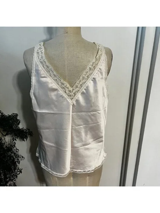 Vintage CHRISTIAN DIOR Satin Baby Pink Lace Cami  Size Large - Picture 4 of 9